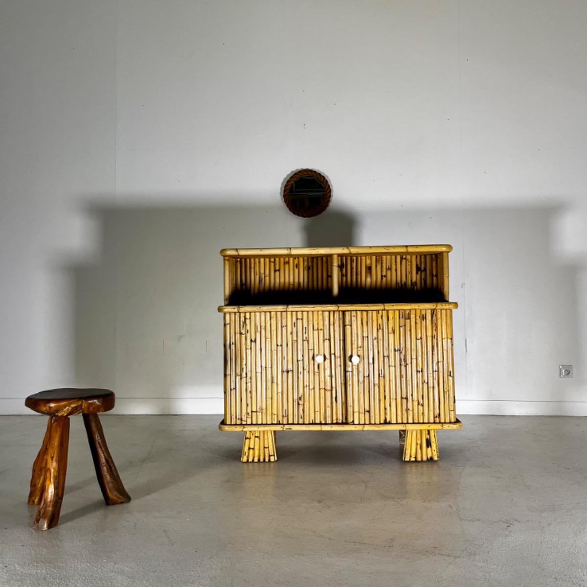 French 1960 Bamboo cabinet 