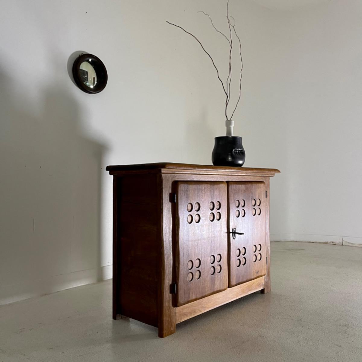 French 1960 little oak cabinet 