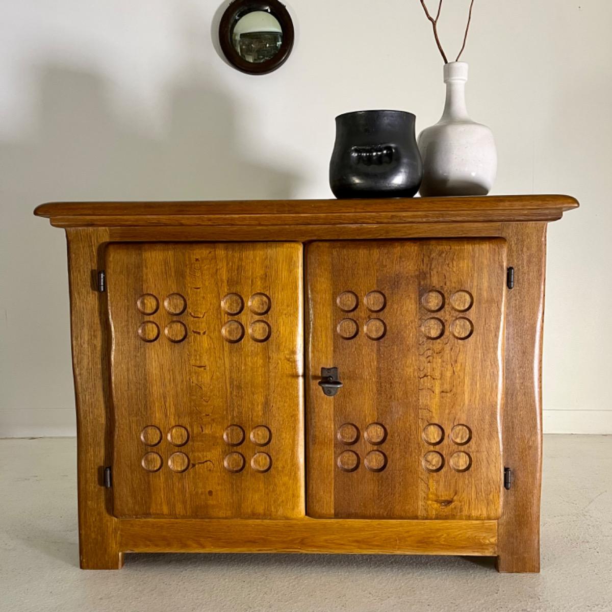 French 1960 little oak cabinet 