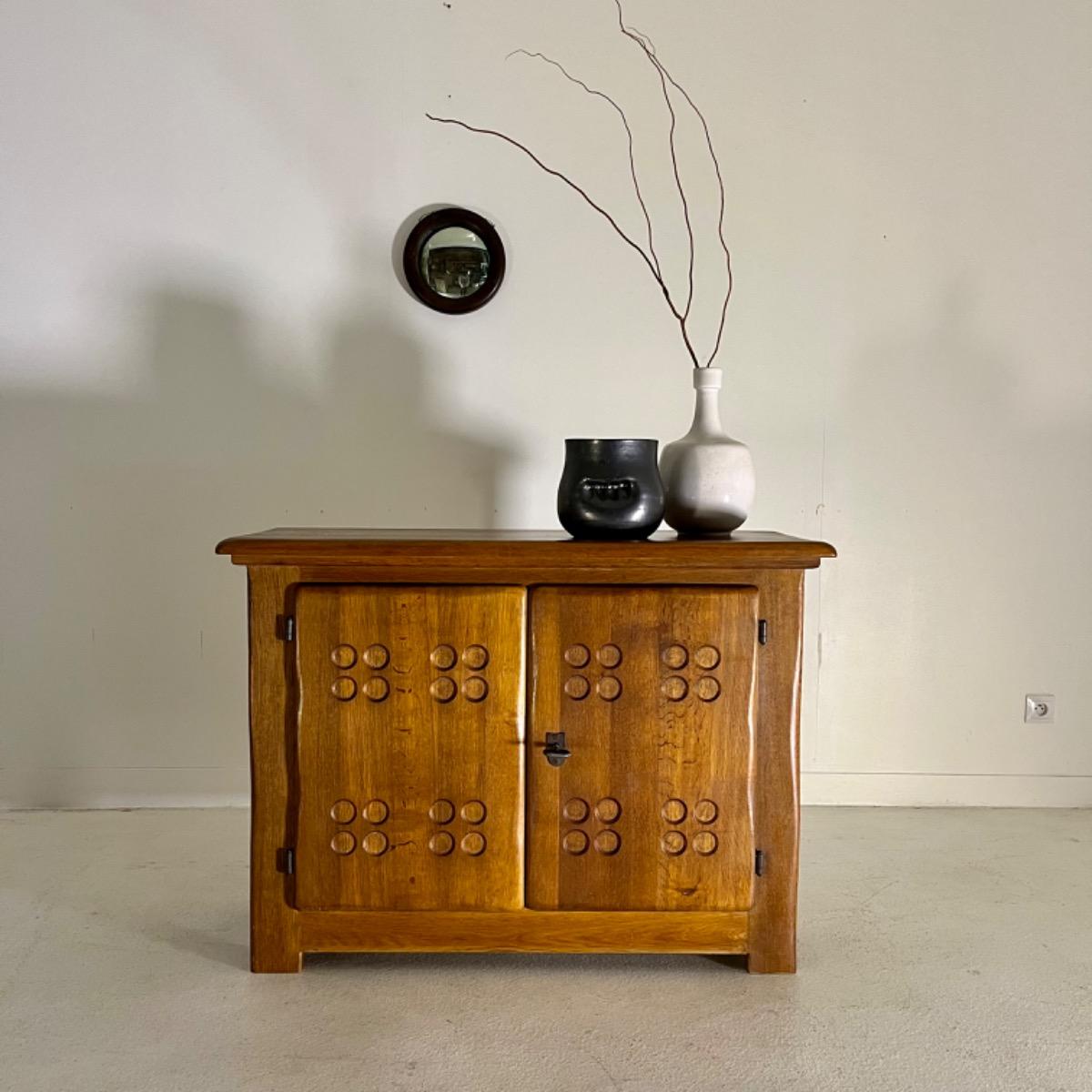 French 1960 little oak cabinet 