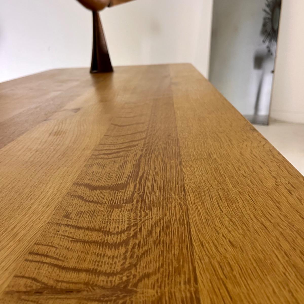 French 1960 rustic modern oak table 