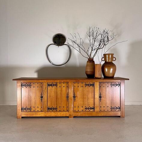 French 1960 rustic modern sideboard 