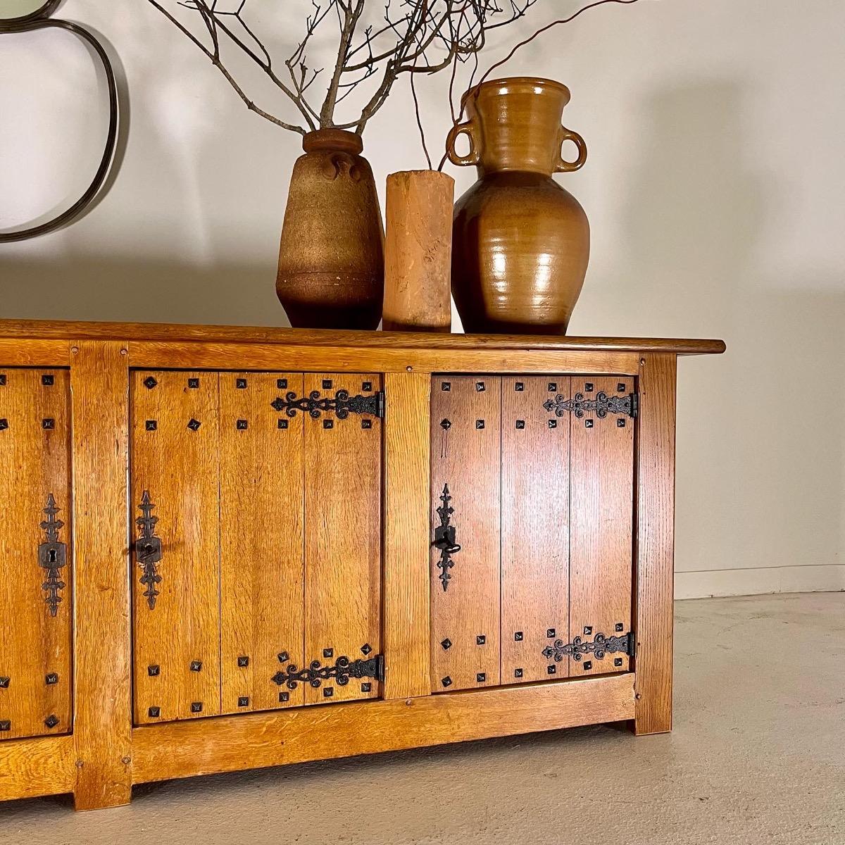 French 1960 rustic modern sideboard 