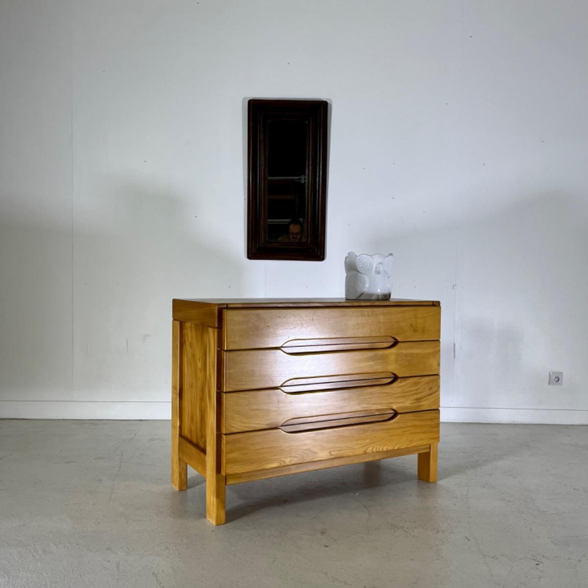 French 1970 elm chest of drawers 