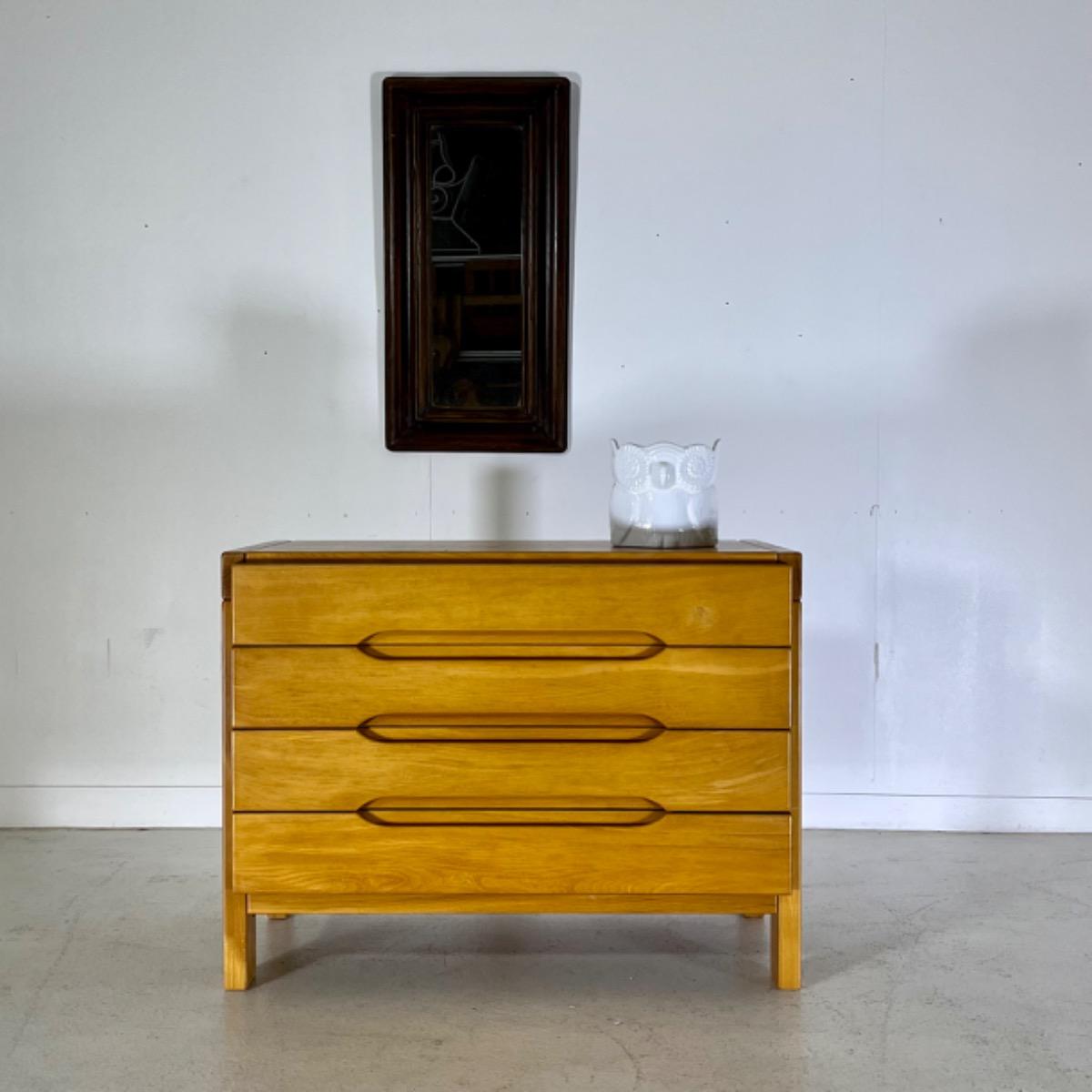 French 1970 elm chest of drawers 