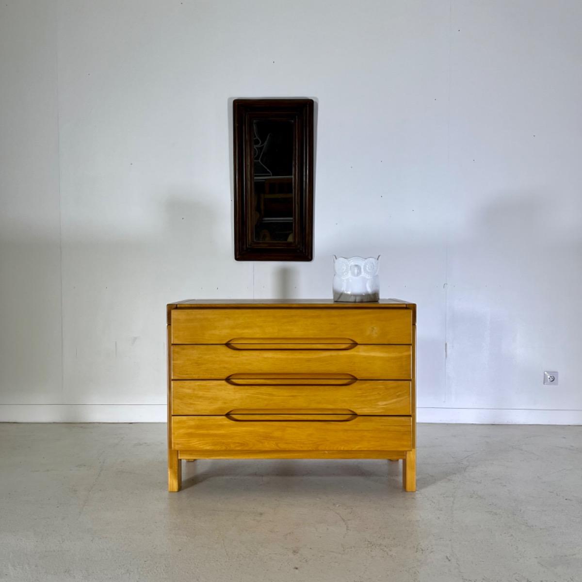 French 1970 elm chest of drawers 