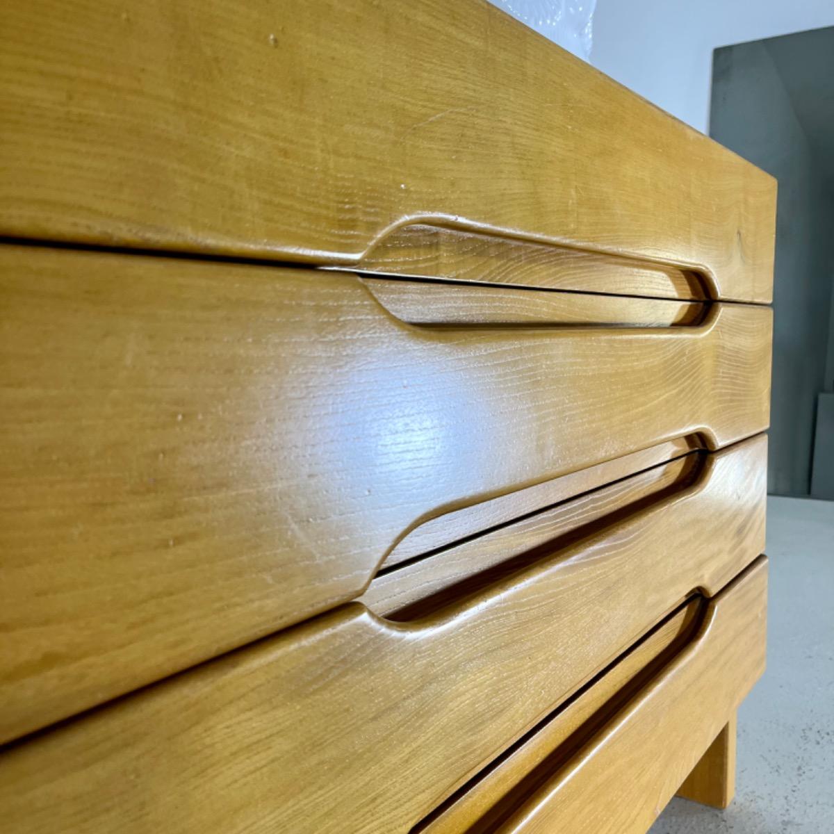 French 1970 elm chest of drawers 