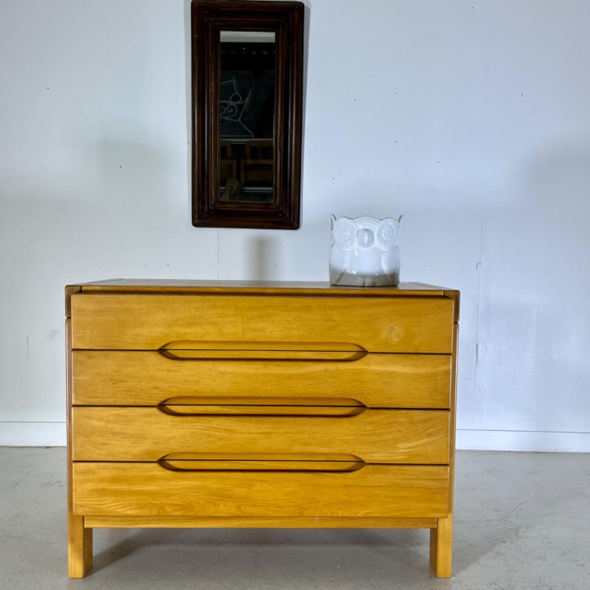 French 1970 elm chest of drawers 