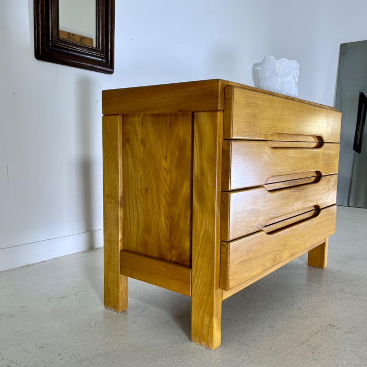 French 1970 elm chest of drawers 