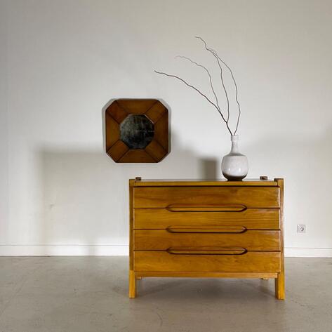 French 1970 rustic modern chest of drawers 