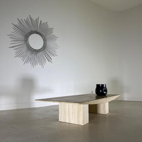 French 1970 travertine coffee table