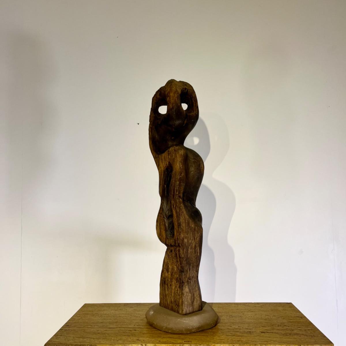 French 1970 wooden abstract sculpture 