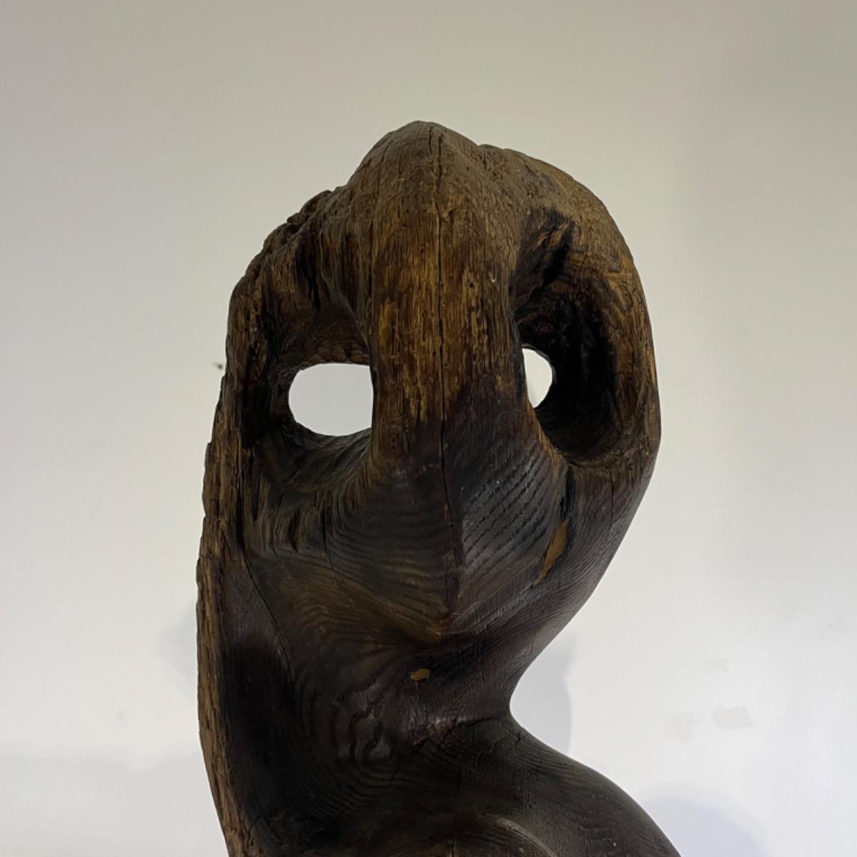 French 1970 wooden abstract sculpture 