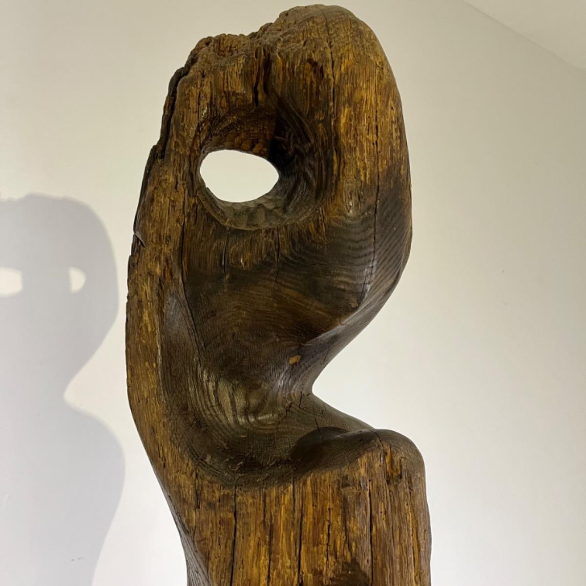 French 1970 wooden abstract sculpture 