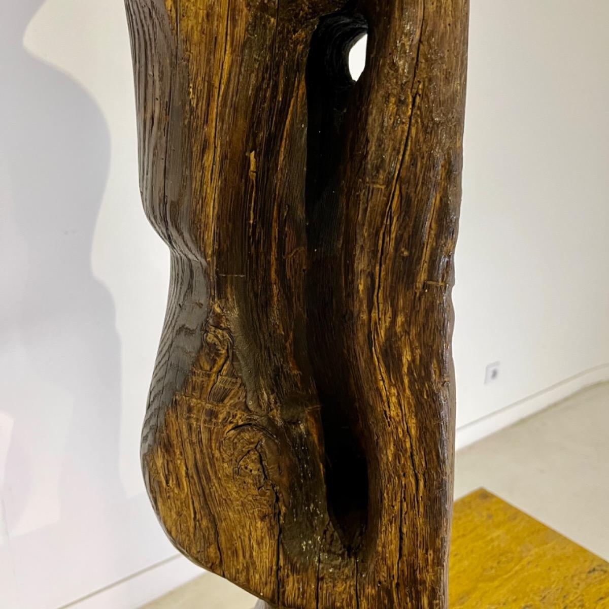 French 1970 wooden abstract sculpture 