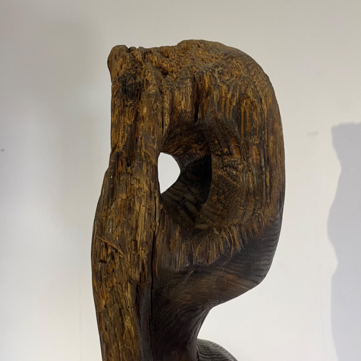 French 1970 wooden abstract sculpture 