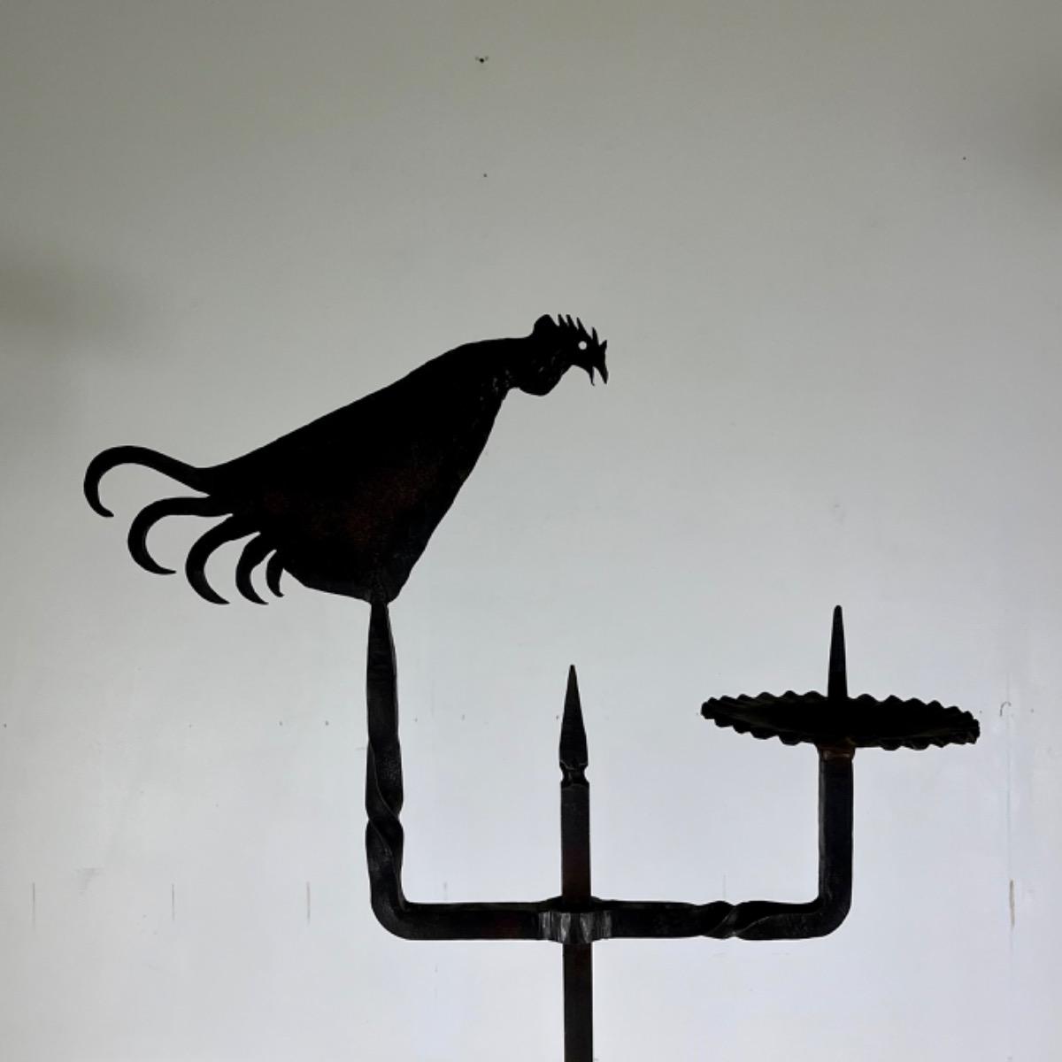 French 1970 wrought iron candlestick 