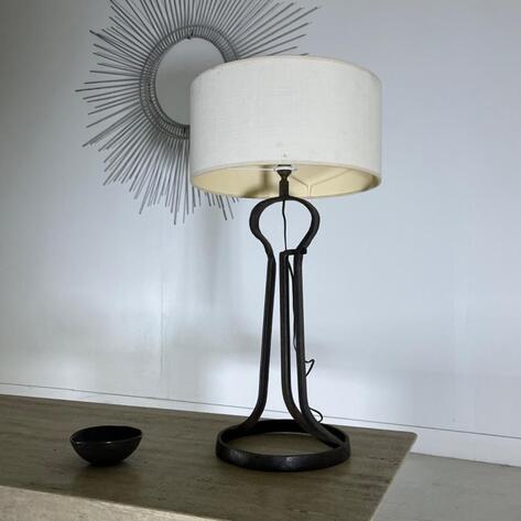 French 1970 wrought iron metal lamp