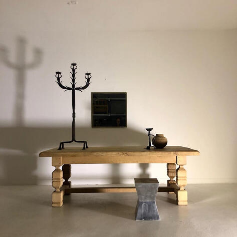 French brutalist oak table 