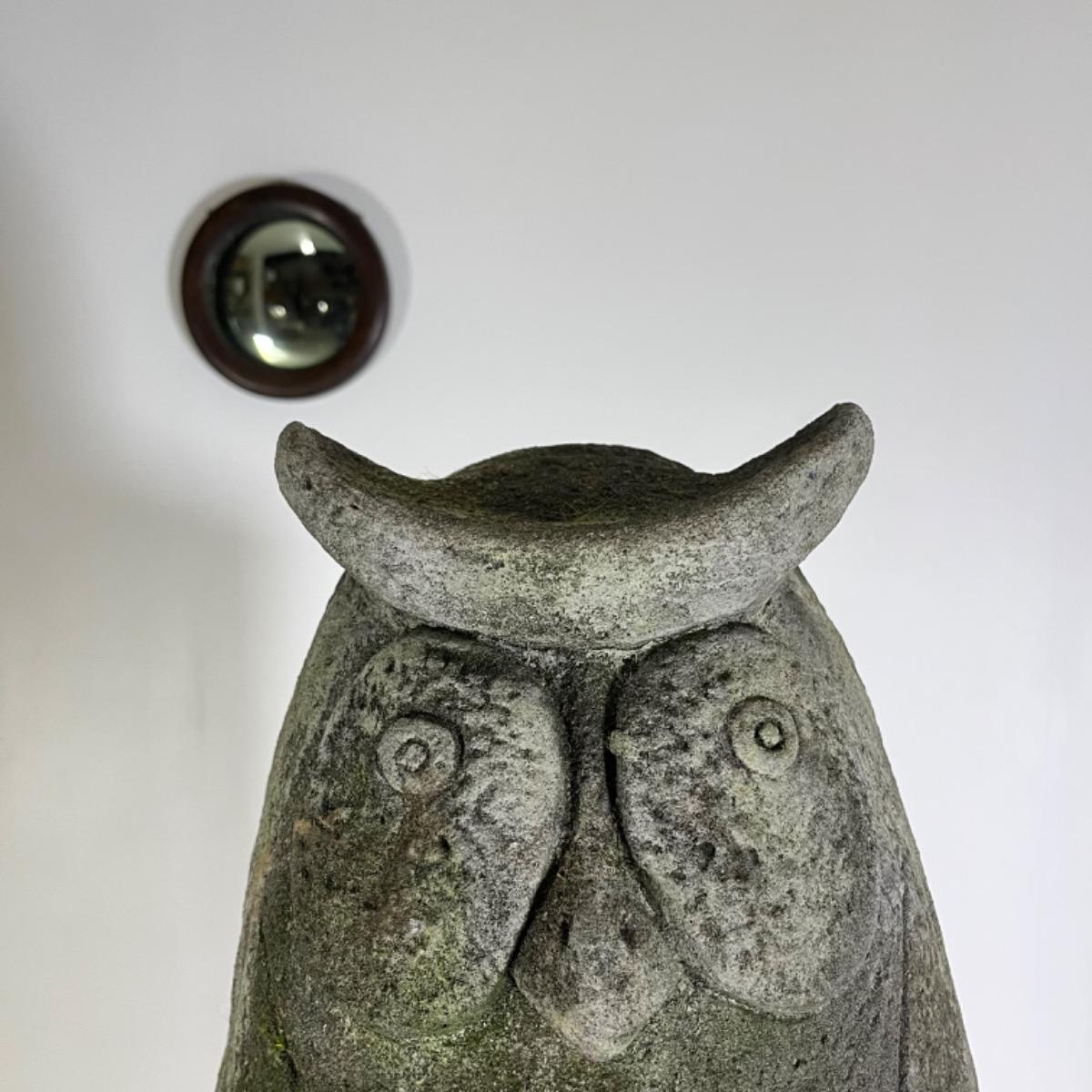 French cement owl sculpture 