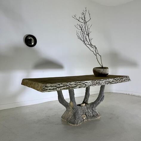 French concrete faux bois garden table 