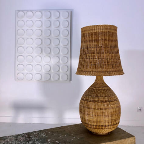 Huge 1950 rattan lamp