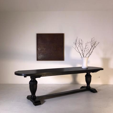 Large 1950 ebonised oak table 