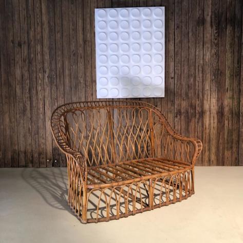 Large 1950 rattan sofa