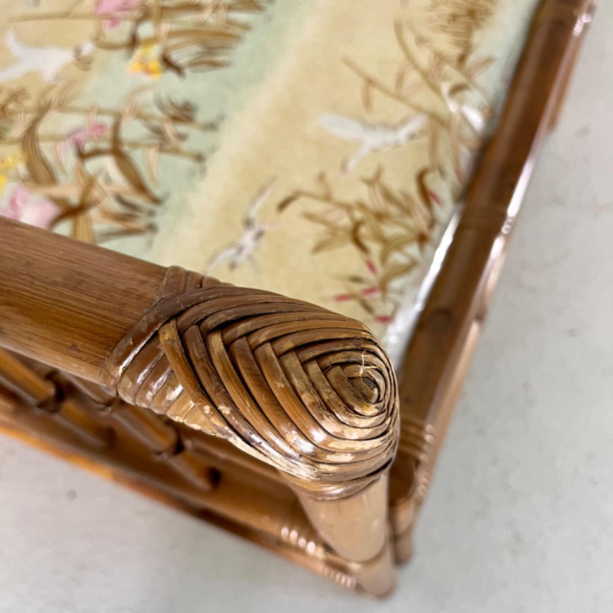 Large French 1950 wicker sofa 