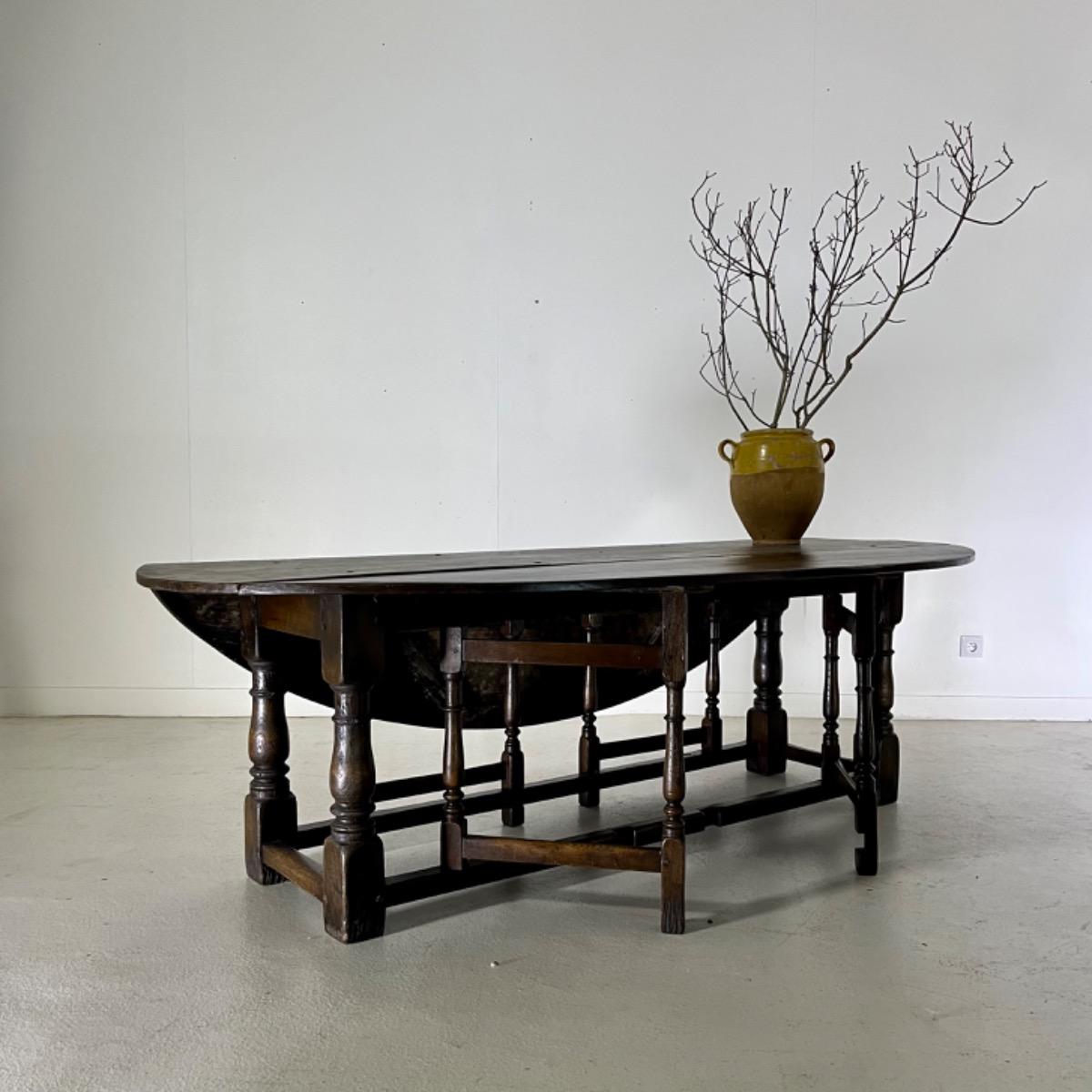 Large oak folding dining table 