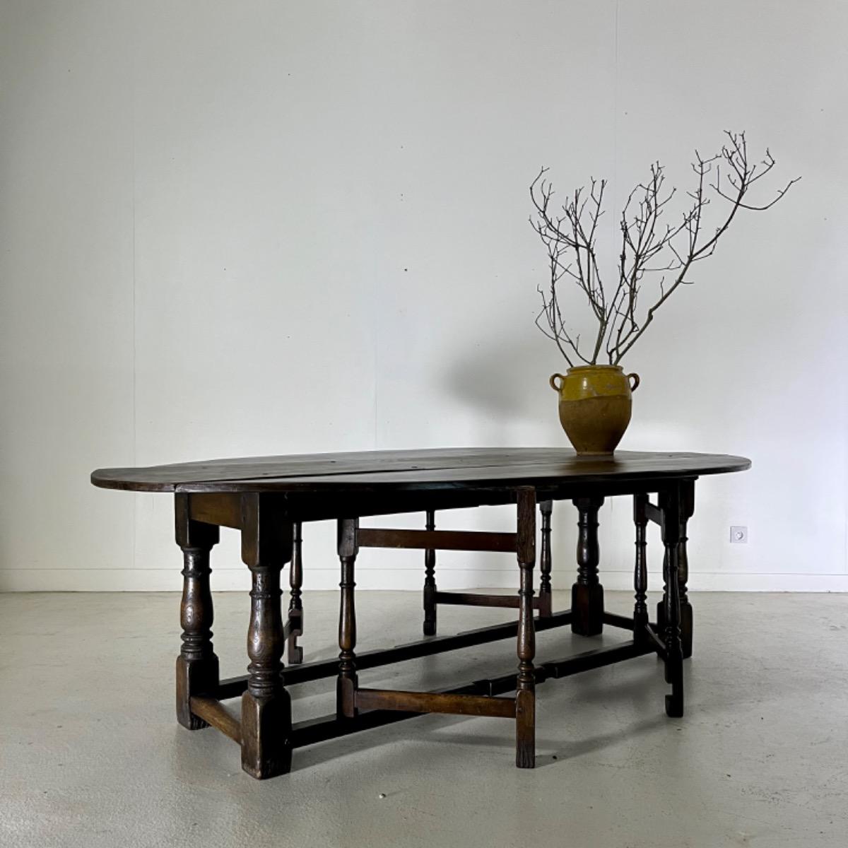Large oak folding dining table 