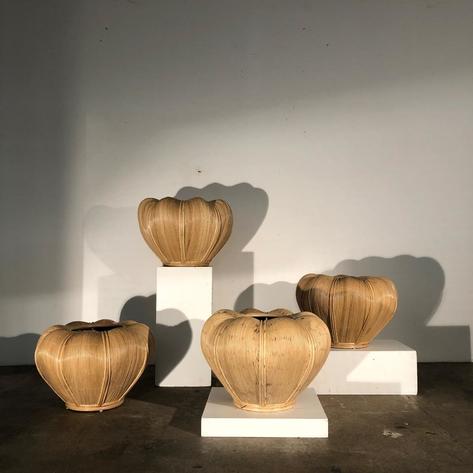 Large rattan 1970 planters 