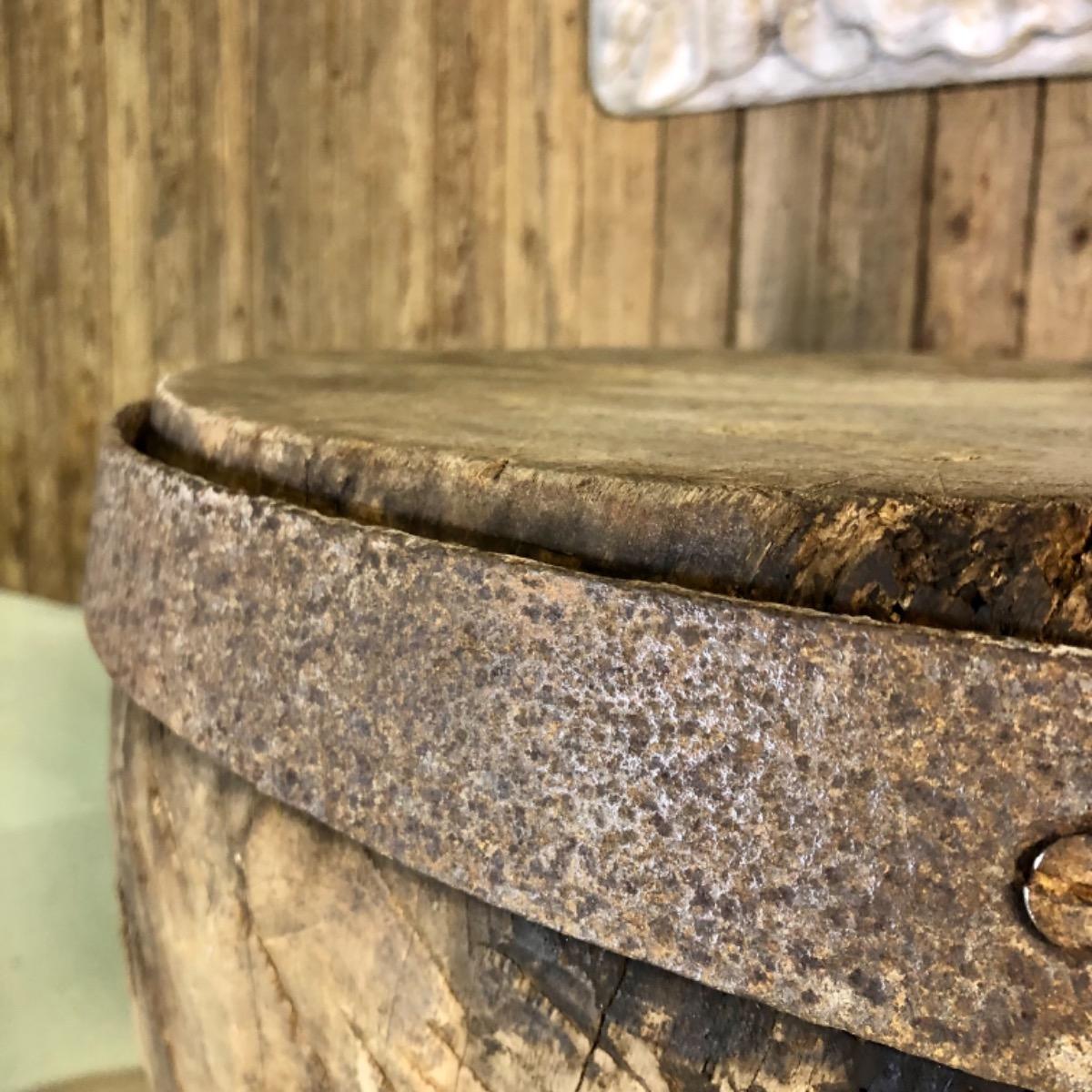 Large round primitive side table