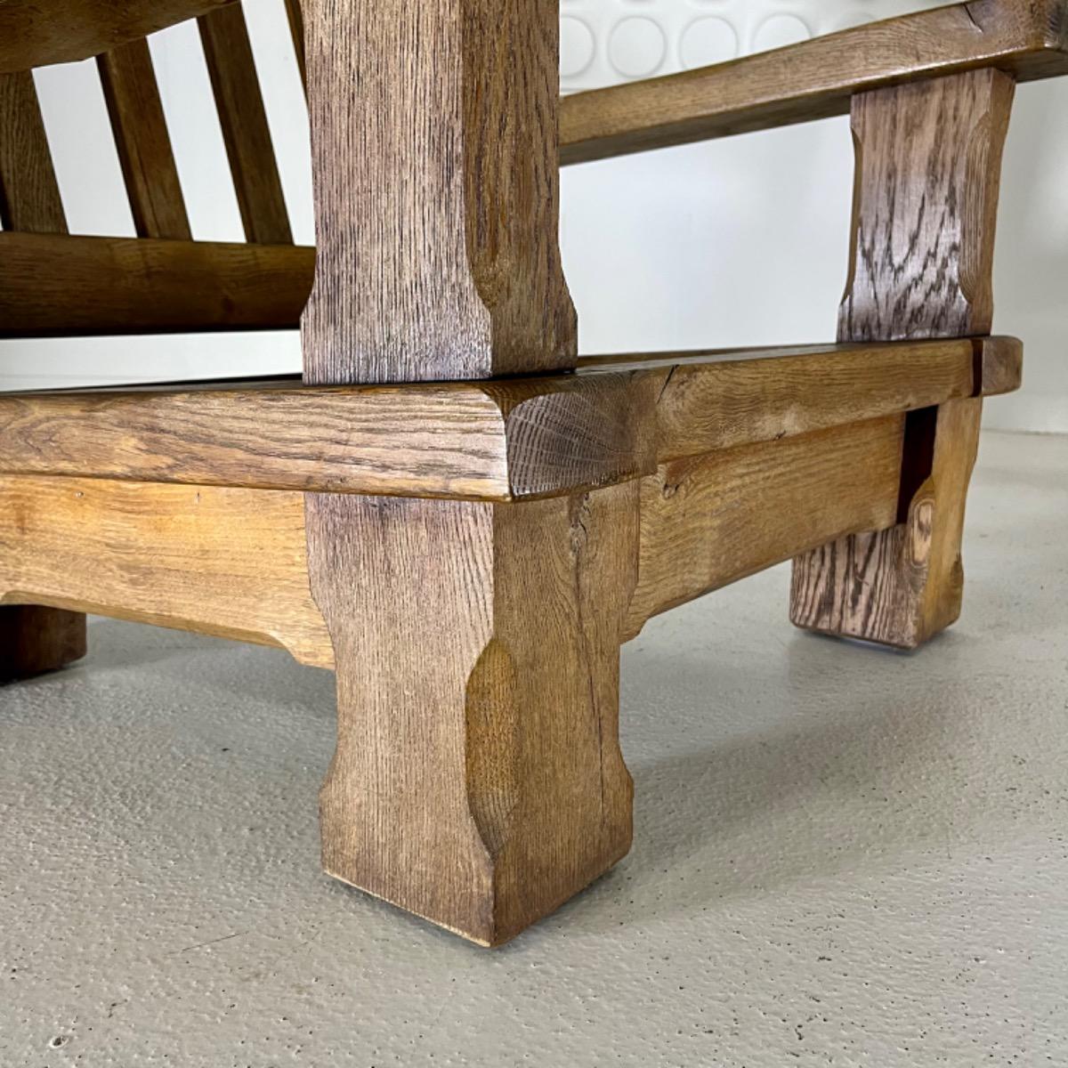 Oversize 1970 Brutalist oak armchairs 