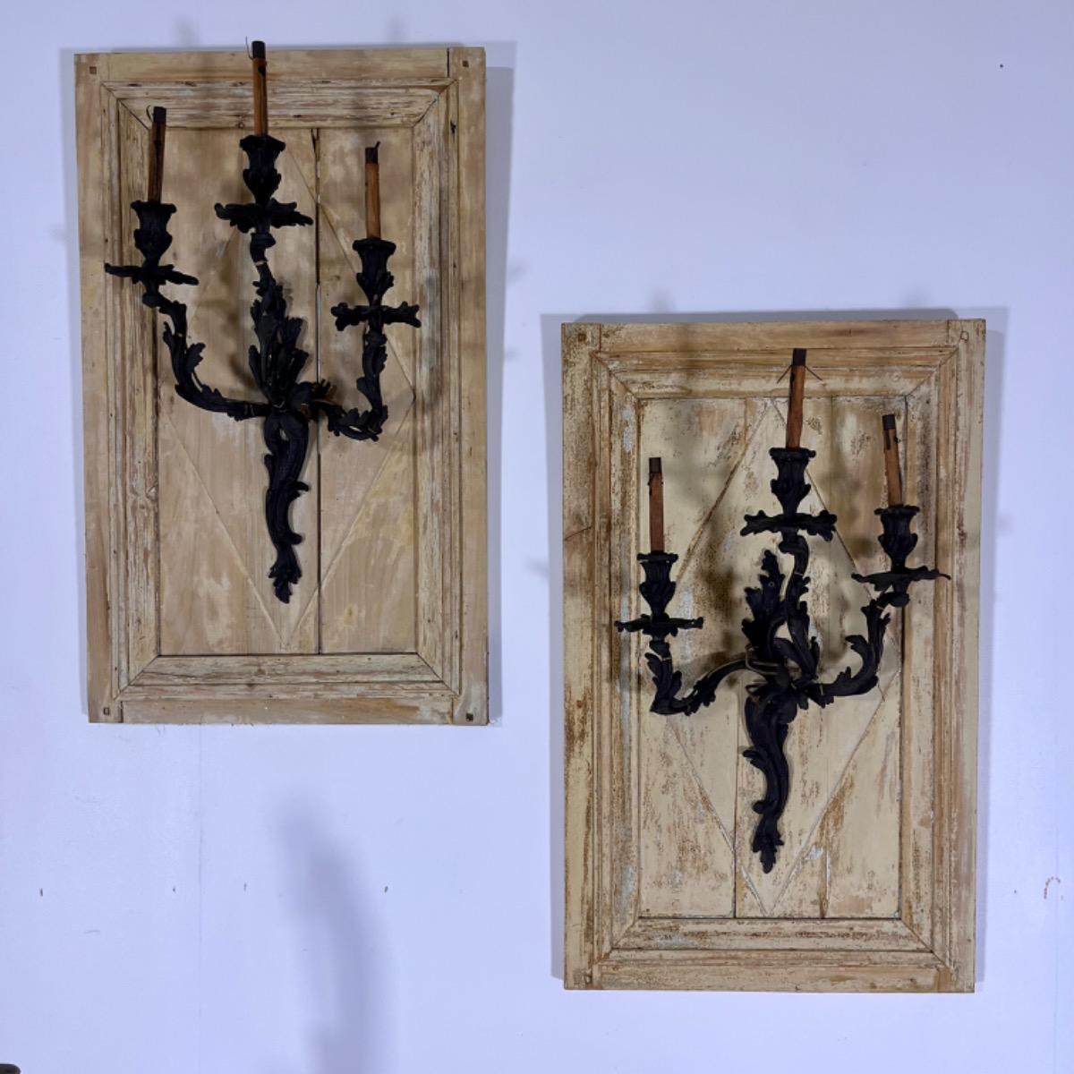 Pair of 1870 brass Louis 15 style sconces 