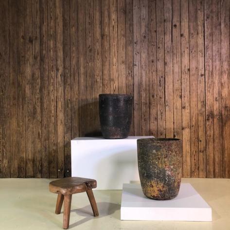 Pair of 1920 foundry crucibles  