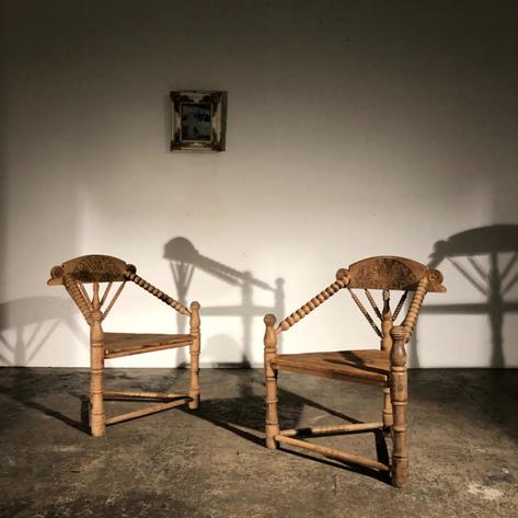 Pair of 1920 unusual armchairs