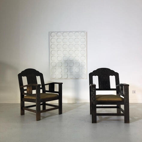 Pair of 1930 orientalist armchairs 