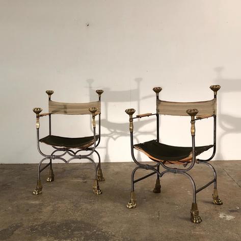 Pair of 1940 wrought iron armchairs