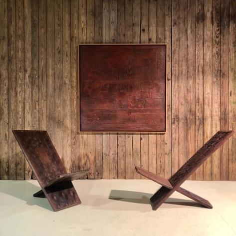 Pair of 1950 African style seat 