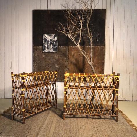 Pair of 1950 bamboo planters 