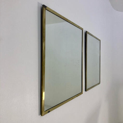 Pair of 1950 brass mirrors 