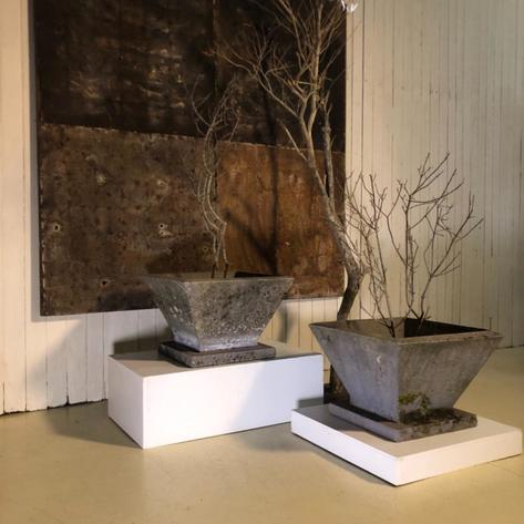 Pair of 1950 concrete planters 