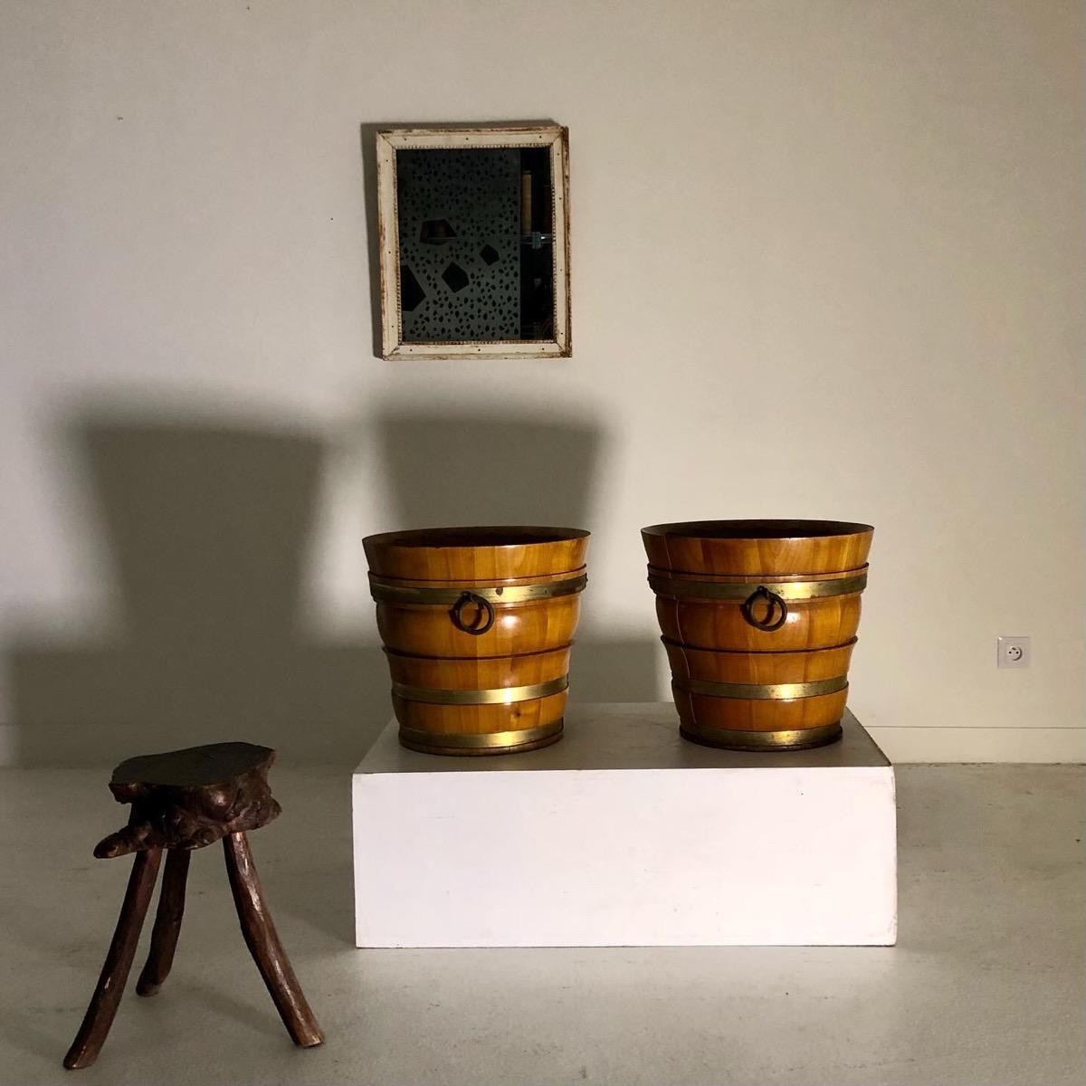 Pair of 1950 wooden planters 