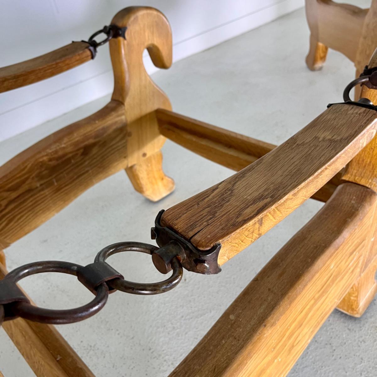 Pair of 1960 French brutalist armchairs 