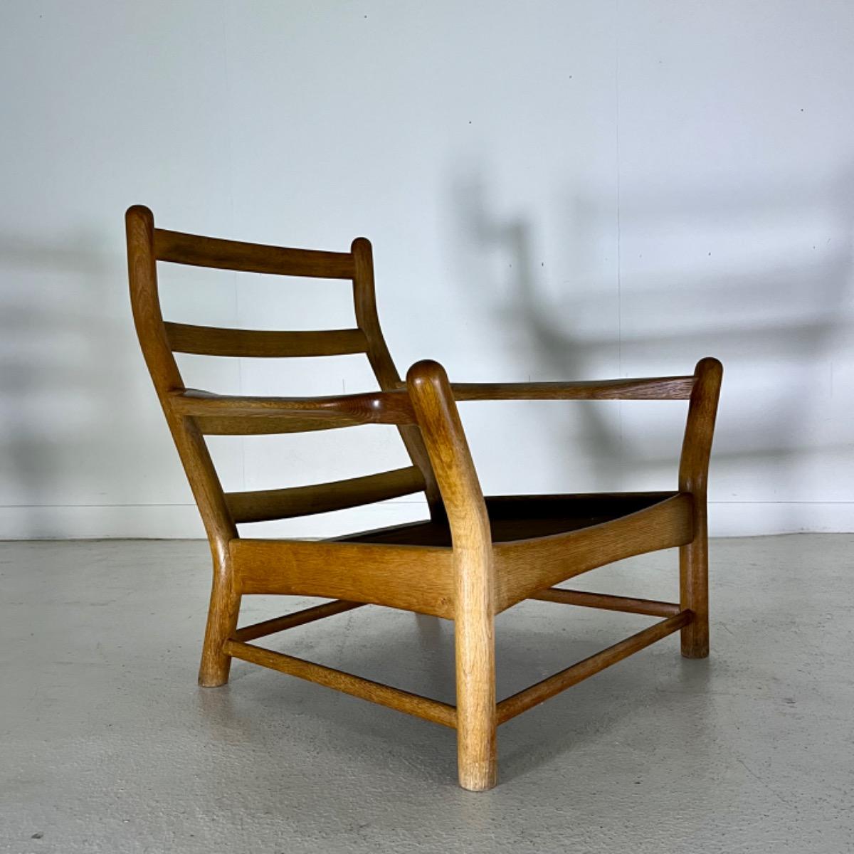 Pair of 1960 large oak armchairs 