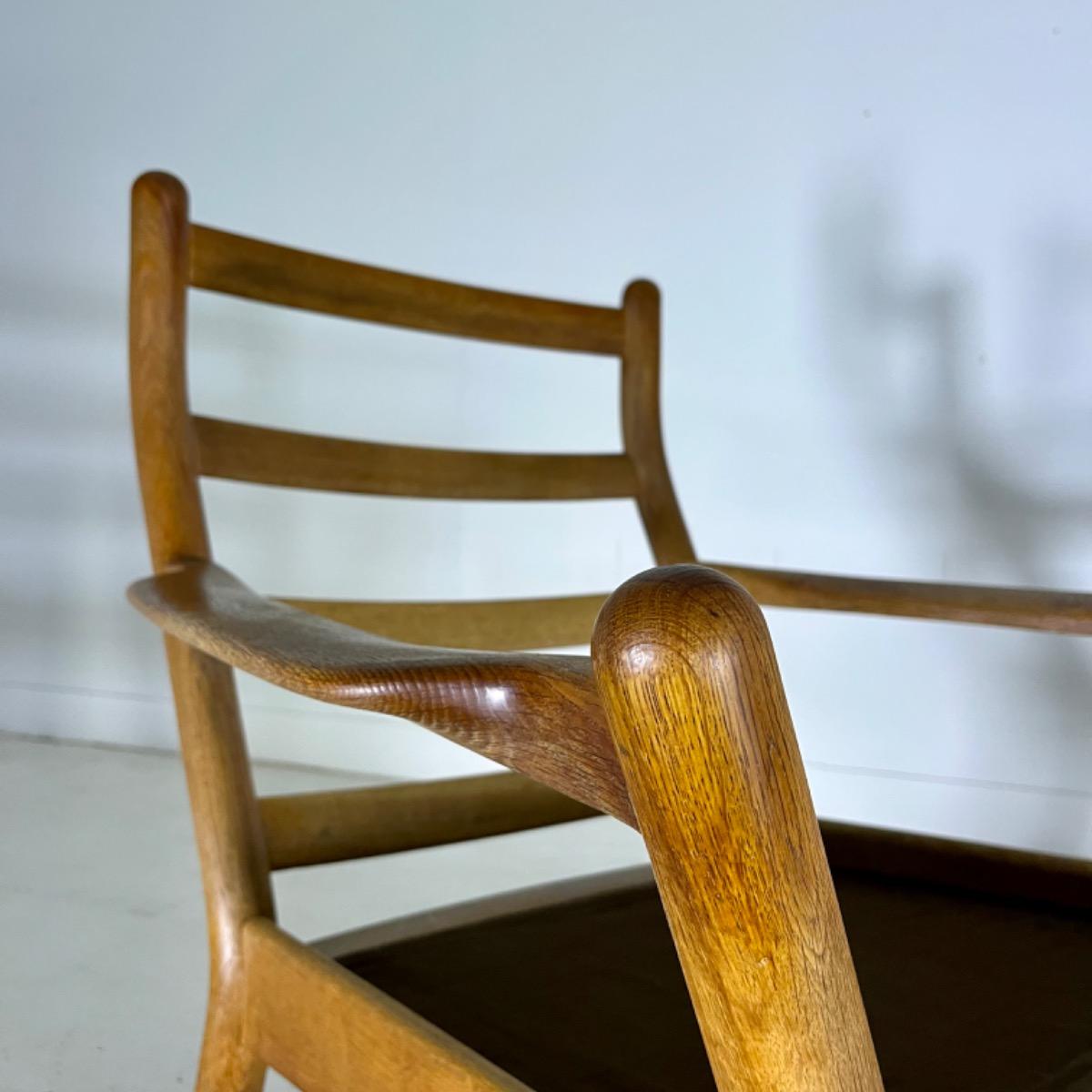 Pair of 1960 large oak armchairs 