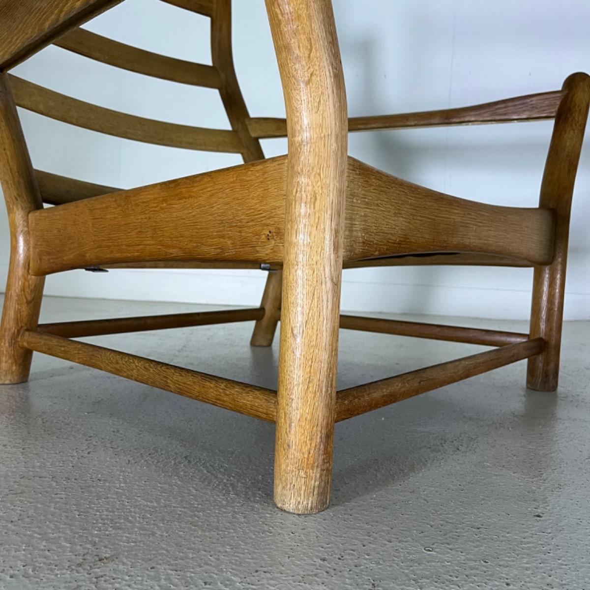 Pair of 1960 large oak armchairs 