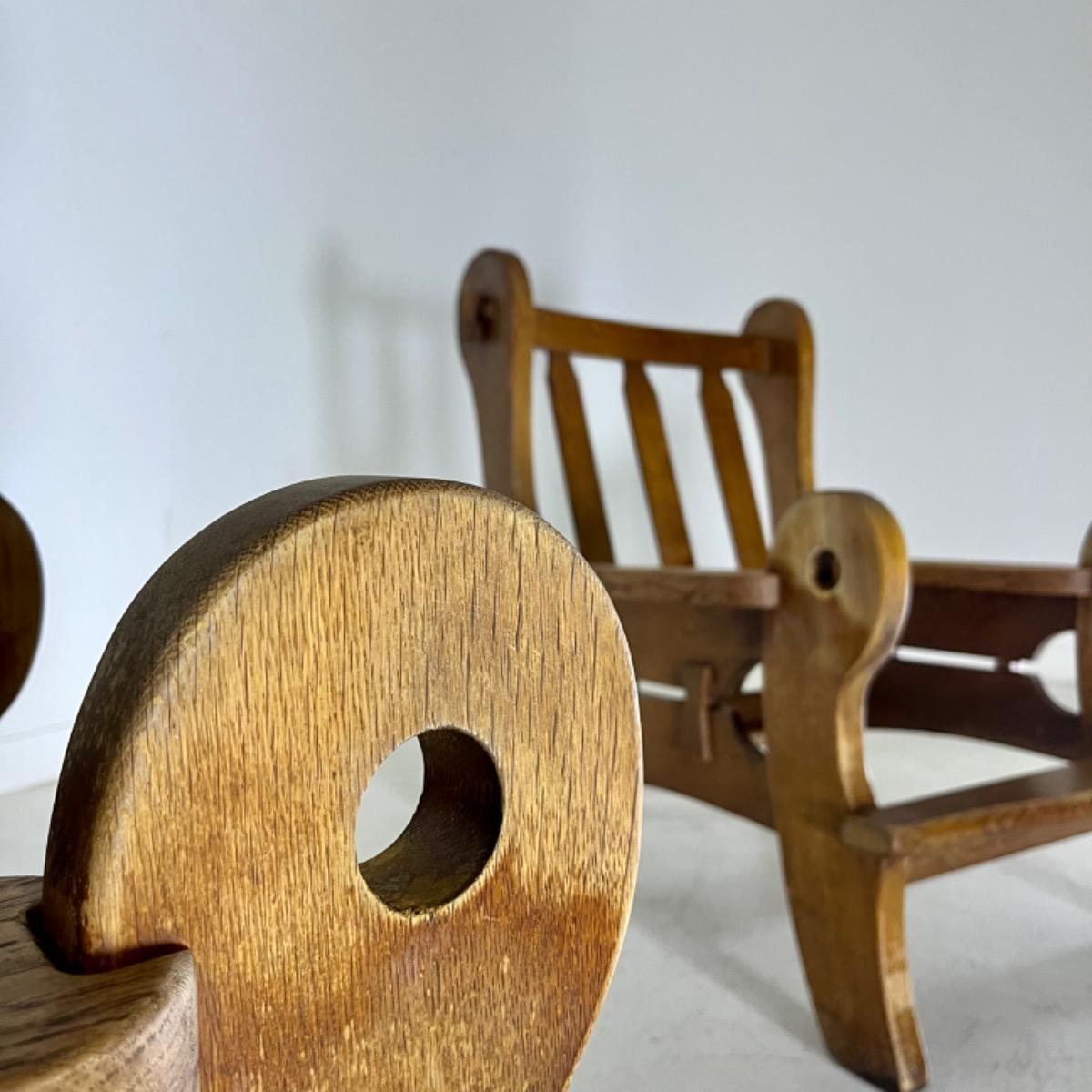 Pair of 1960 modern rustic armchairs 