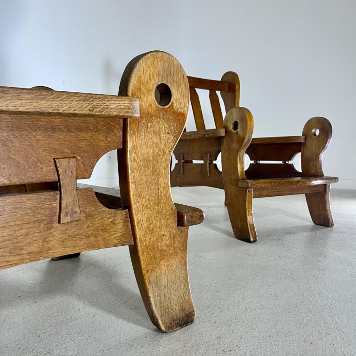 Pair of 1960 modern rustic armchairs 